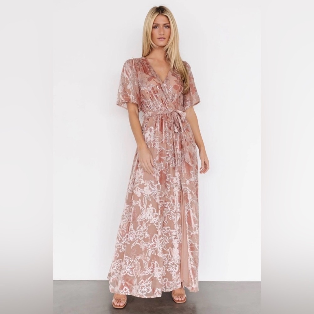 Baltic Born Blush Pink Floral Lace Maxi Dress
